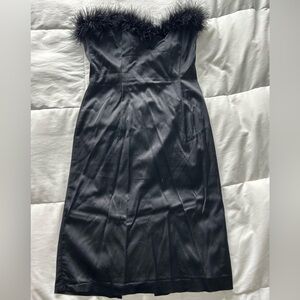 Vintage Y2K Black Dress with Feather Detail